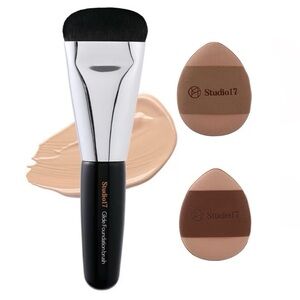 Studio 17 Mini Foundation Brush and puff Set NIB